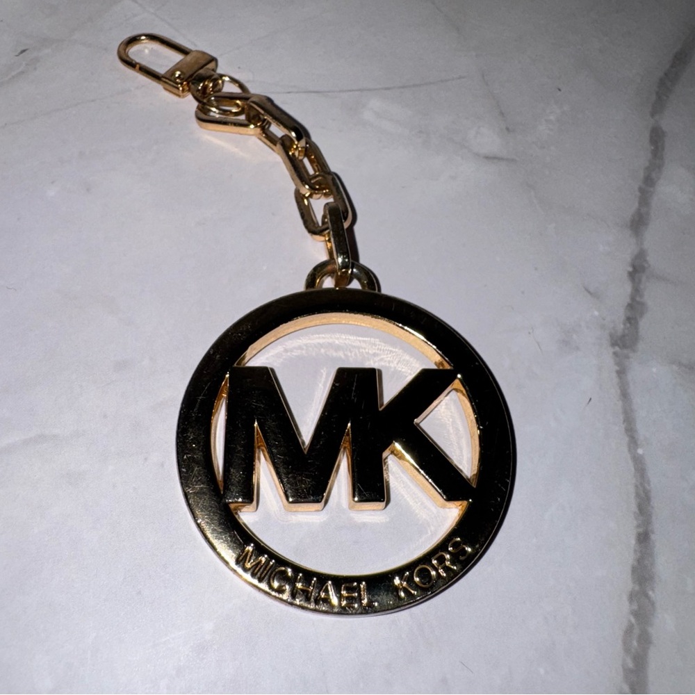 Michael Kors Gold MK Logo Keychain Hangtag bag charm